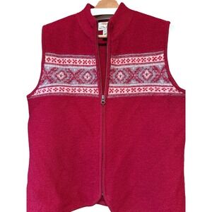 Bob Timberlake Women's Red Wool Fair‎ Isle Vest Size L